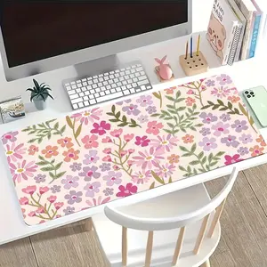Floral Design Desk Mat, Non-Slip Rubber Base, Smooth Surface, Ideal for Home Office, Gaming, Computer, Workstation Decor