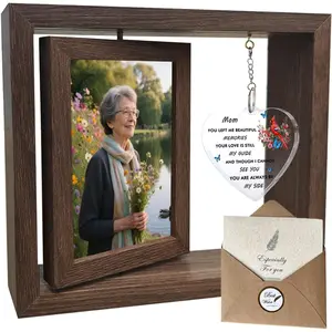 Memorial Gifts for Loss of Mom.Sympathy Gifts for Loss of Mother. Memorial Picture Frame-360 ° Rotating. Dual 4x6 Photo Holder for Home. Office.Ideal for Grieving_ Sons/Daughters & Families