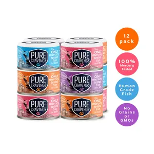 Pure Cravings Canned Cutlets in Gravy, Grain-Free Wet Cat Food, Mercury Tested, High-Protein, Non-GMO, 12-Pack - Choose Your Flavor
