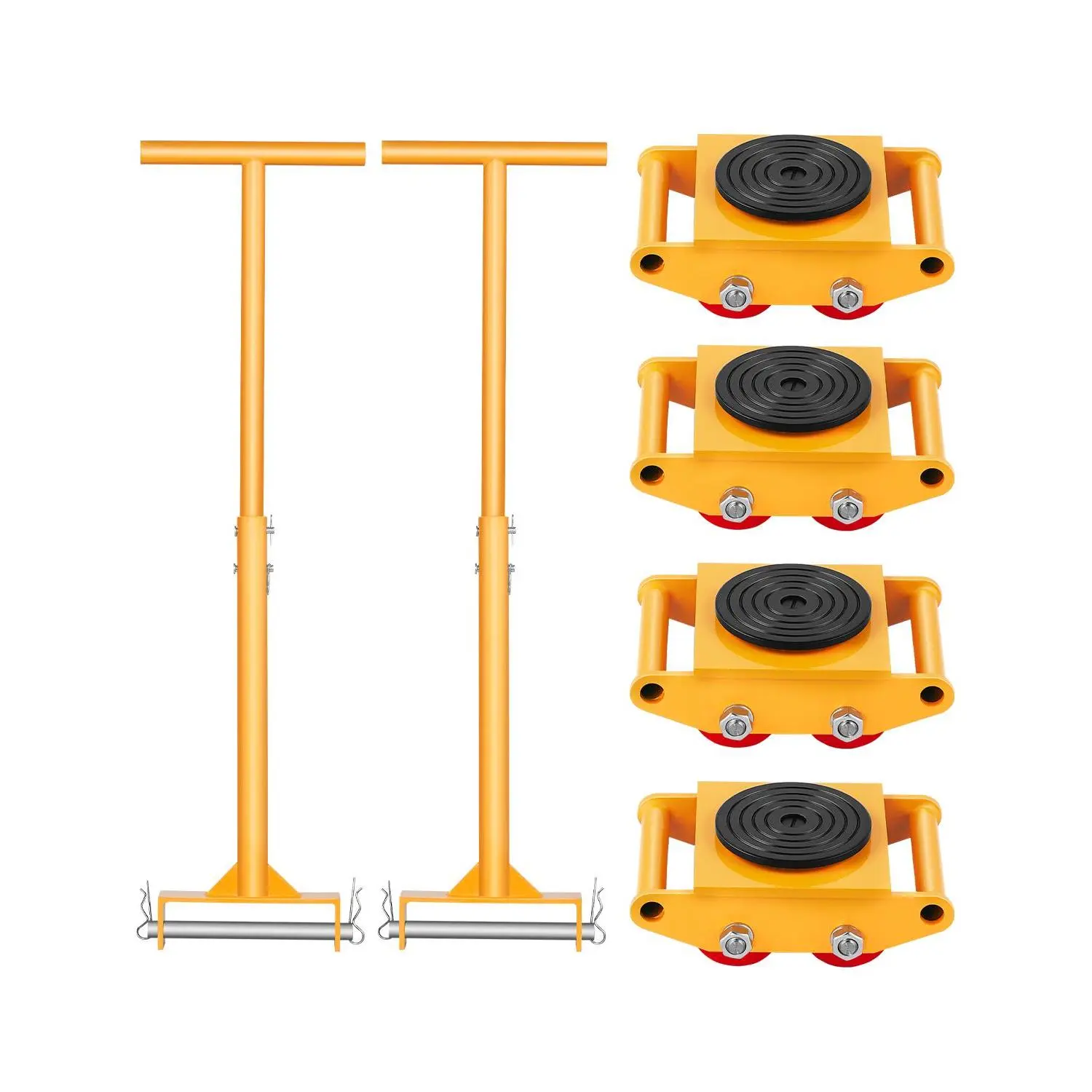 【Summerfinds】VEVOR Machine Skate 6T Machinery Skate Dolly13228 lbs Machinery Moving SkateMachinery Mover Skate with 360° Rotation Cap and PU Directional RollersHeavy Duty Industrial Moving EquipmentYellow