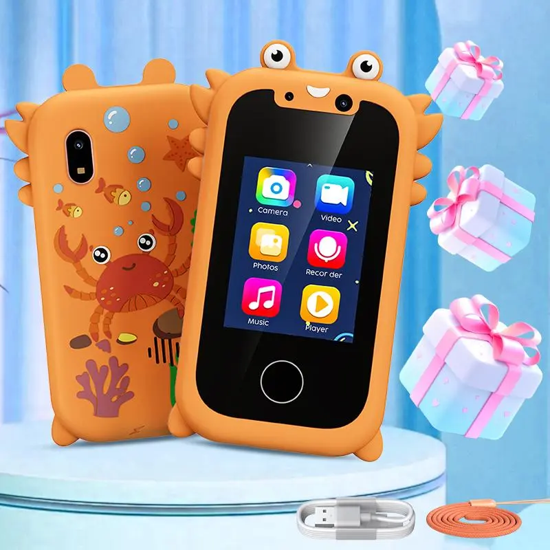 Cute Crab Design Cell Phone, Cartoon Design Multifunctional Digital Camera Toy, Small Portable Camera Phone Toy with Lanyard, Best Birthday Gift Toy for Boys & Girls