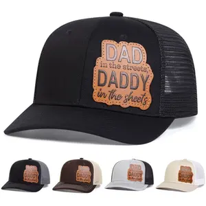 Unisex DAD DADDY Brown Leather Patch Hat Baseball Cap Mesh Hat Outdoor Sport Adjustable Sunscreen Leisure Hat Spring Autumn Travel Tourism Beach Vacation