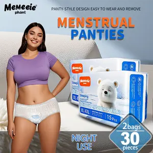 【Buy 1 Get 1 Free Period diaper】 Memeeie New Night Sanitary Napkins Pants (15 piece set) 360 ° Leak proof All Night Dry Naked Feel Lightweight Breathable Bottom Film Absorbed Quickly Pack Comfort Menstrual pants