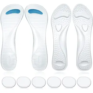 10 Pack Flexible Forefoot Pad Set,Including 4 High Heel Cushion Inserts and 6 Gel Heel Pads,3/4 Insoles Transparent Shoe Fillers Clear Gel Shoe Inserts for Women,Self Adhesive Soft Silicone for Ladies Sandals,Hand Tools Kits