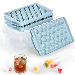 3 Pack Ice Trays for Freezer, 99pcs Ice Cube Tray with Lid and Bin, Round Ice Cube Trays for Home Parties Bars, Ice Molds