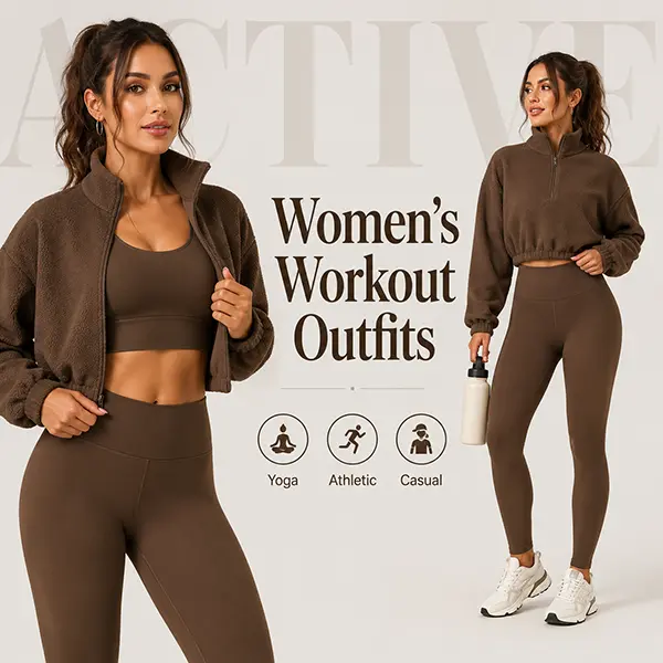 Women's Amoyer 3-Piece Fleece-Lined Workout Set, Long Sleeve Zip-Up Jacket + Top + High-Waist Pants, Cozy Winter Activewear for Gym, Running, Trendy Clothing Sets, Outfits Inspo, Women's Clothing, Jackets Zip Up, Women's Clothes, Athleisure