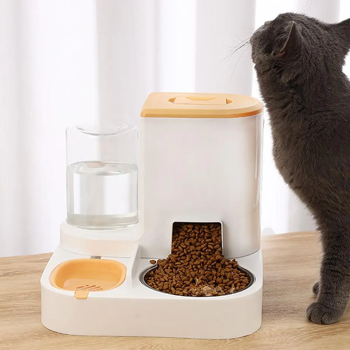 Cat Feeding Bowl, Large Capacity Wet Dry Separation Pet Feeder, Automatic Pet Water & Food Dispenser, 2 in 1 Pet Feeding Bowl, Pet Accessories