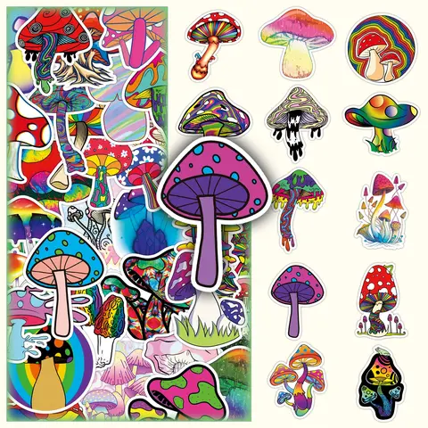 Mushroom Pattern Sticker, 50pcs/set Colorful DIY Decorative, Scrapbooking & Stamping Supplies for Journal Making, Sticker Packs