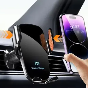 Wireless mobile phone car charger mobile phone holder one-click release fast charging manual clamp air outlet car mobile phone holder suitable for wireless charging mobile phone USB port