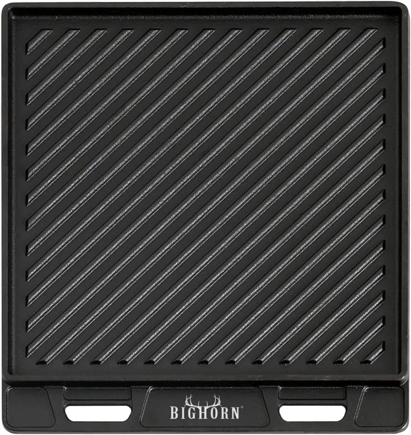 BIG HORN OUTDOORS Cast Iron Grill Plate - Double Sided Griddle with Handles for Gas Stove tops, Oven, and Open Fire - Cookware