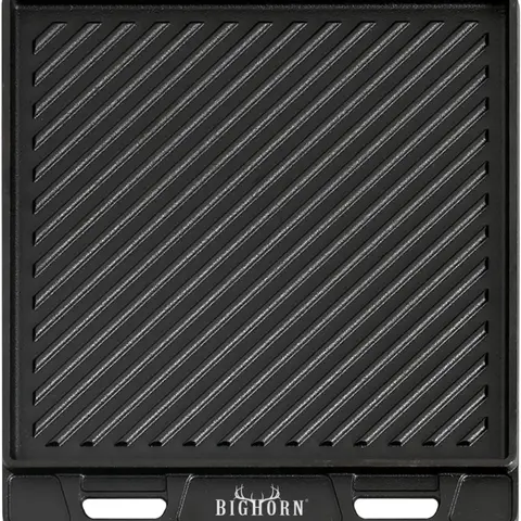 BIG HORN OUTDOORS Cast Iron Grill Plate - Double Sided Griddle with Handles for Gas Stove tops, Oven, and Open Fire - Cookware
