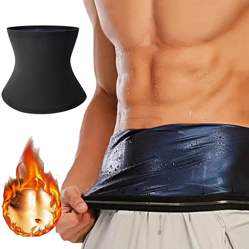 Men's Sauna Sweat Waist Trainer - 1/2/3/4 Pack Premium Tummy Control Cincher Trimmer, Lightweight Mat Fabric Body Shaper Belt, Soft Stretchy Plain Girdle for Workout Fitness Training Band
