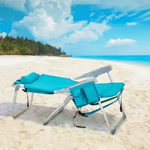 Hitree Mint Green High Seat Folding Camping Chair - Camping Furniture, 63*70*99cm Heightened Oxford Cloth, Silver White Aluminum Frame, 100kg Bearing Capacity, Adjustable Back, Lightweight Portable for Beach Use
