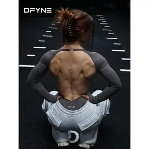 DFYNE Backless Long Sleeve Bodysuit|   Tummy Control & Glute Contouring Gym Romper|   High-Stretch Workout Onesie for Pilates & Training