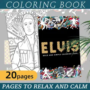1PC ELVIS Coloring Book for Adult, 20 Pages Single-Sided, DIY Drawing Gift, Stress Relief, Relax, Back-To-School, New Year, Valentine's Day, Christmas, Birthday