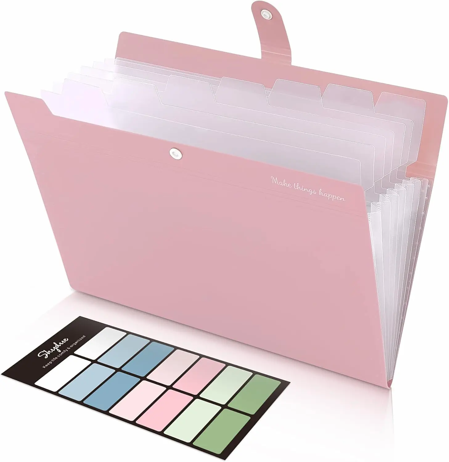 8 Pockets Expanding File Folders, Accordion Folders, Portable Paper Bill Receipt Organizer, Letter Size, Home College School Office Supplies, Pink
