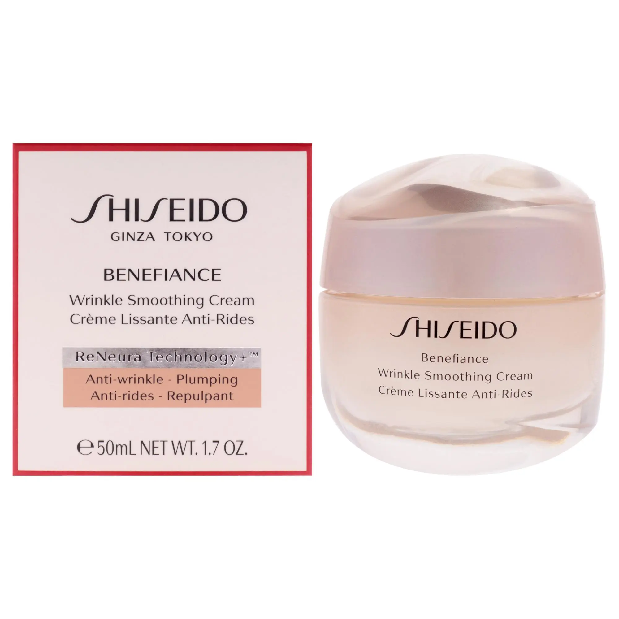 Shiseido Benefiance Wrinkle Smoothing Cream - Unisex Reneura+ Moisturizer, Reduces Wrinkles, Plumps Skin, 1.7 fl oz Cream, Moisturizers