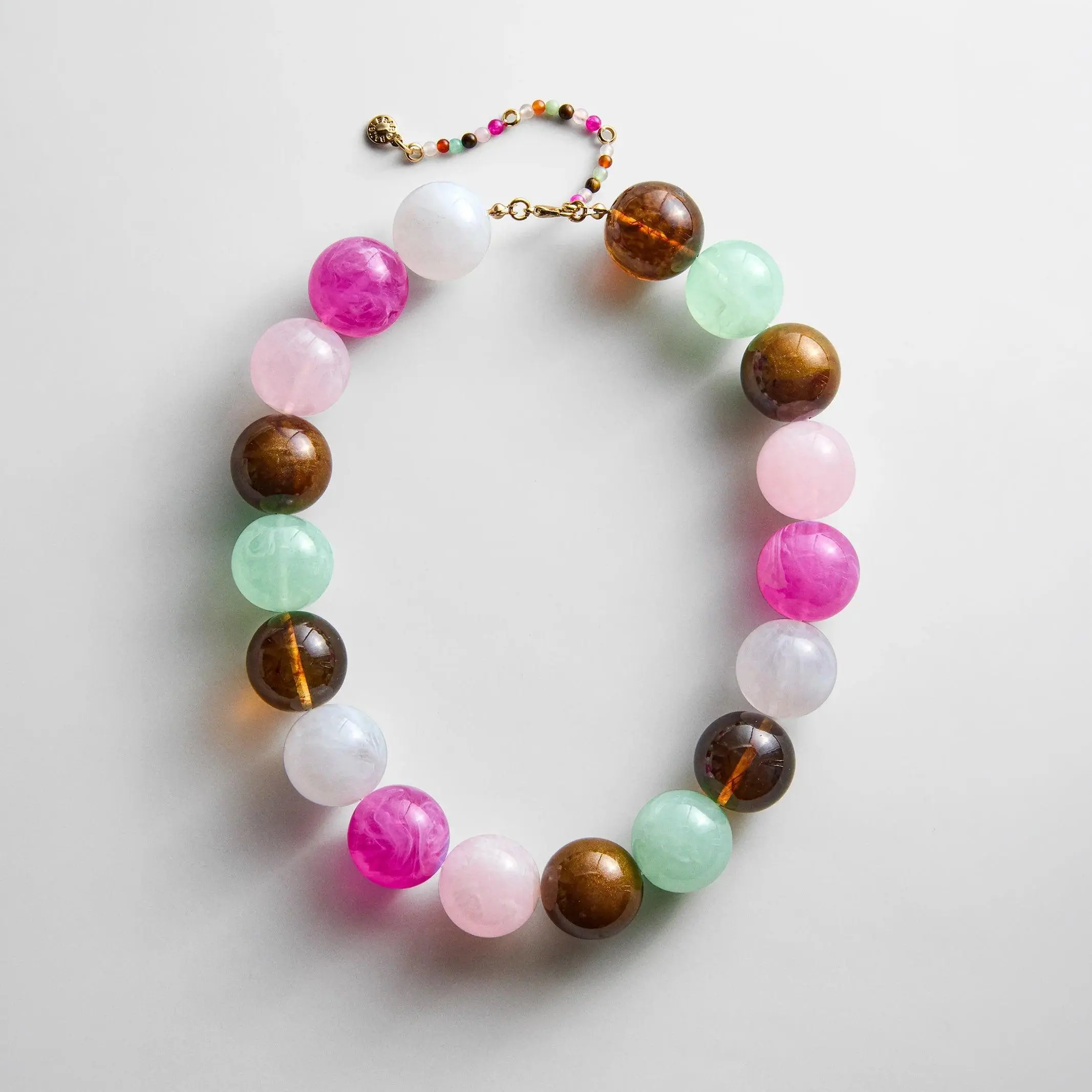 Jane Beaded Necklace - Multicolored Glossy Quartz Beads, Fashion Accessories for Light Protection