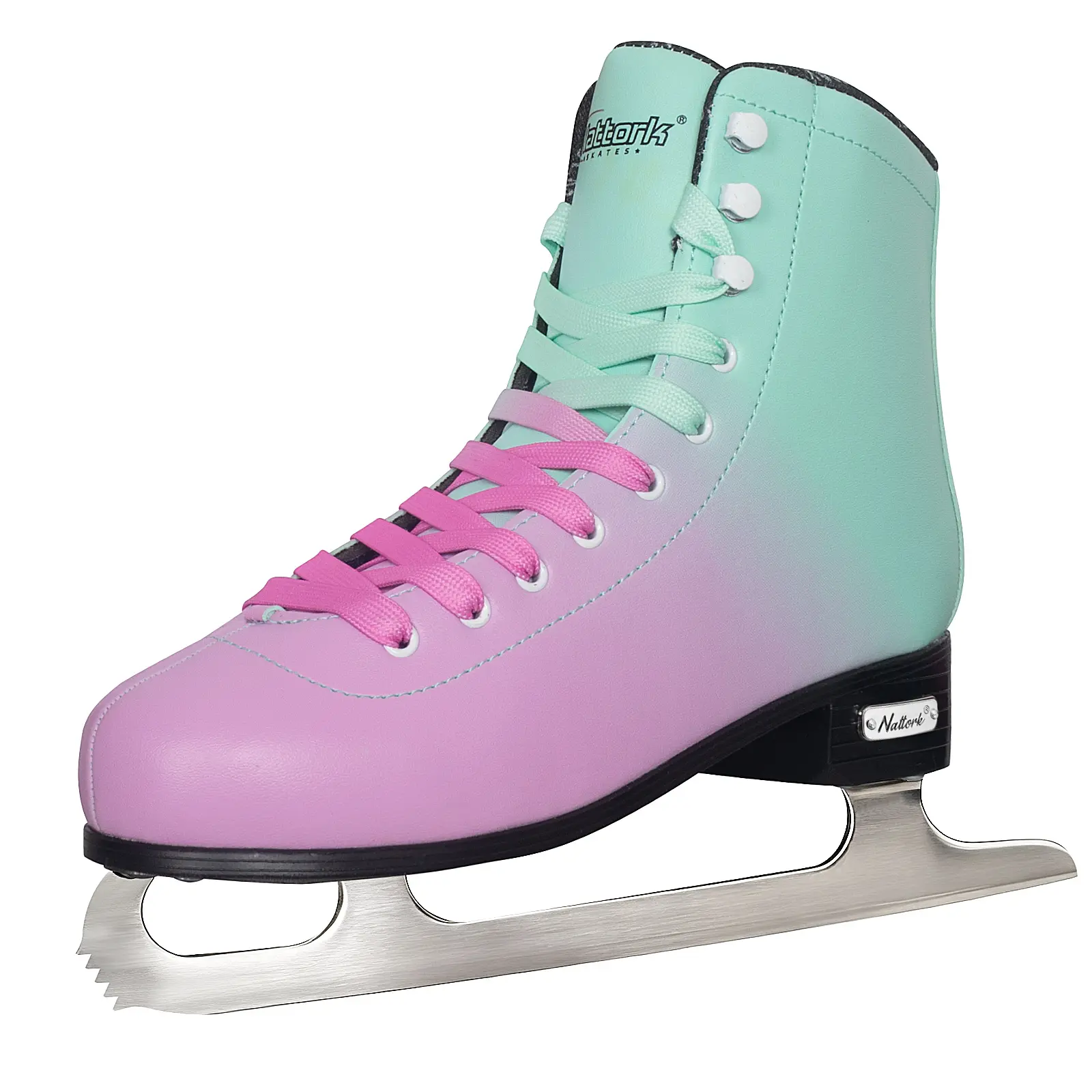 Nattork Ice Figure Skates for Adult Beginners & Intermediate Skaters, PU Leather with Reinforced Ankle Support, Breathable Lining & Durable Stainless Steel Blade for a Secure Fit, Ice Skating, Durability, Stainless Blade, Flower Rivets