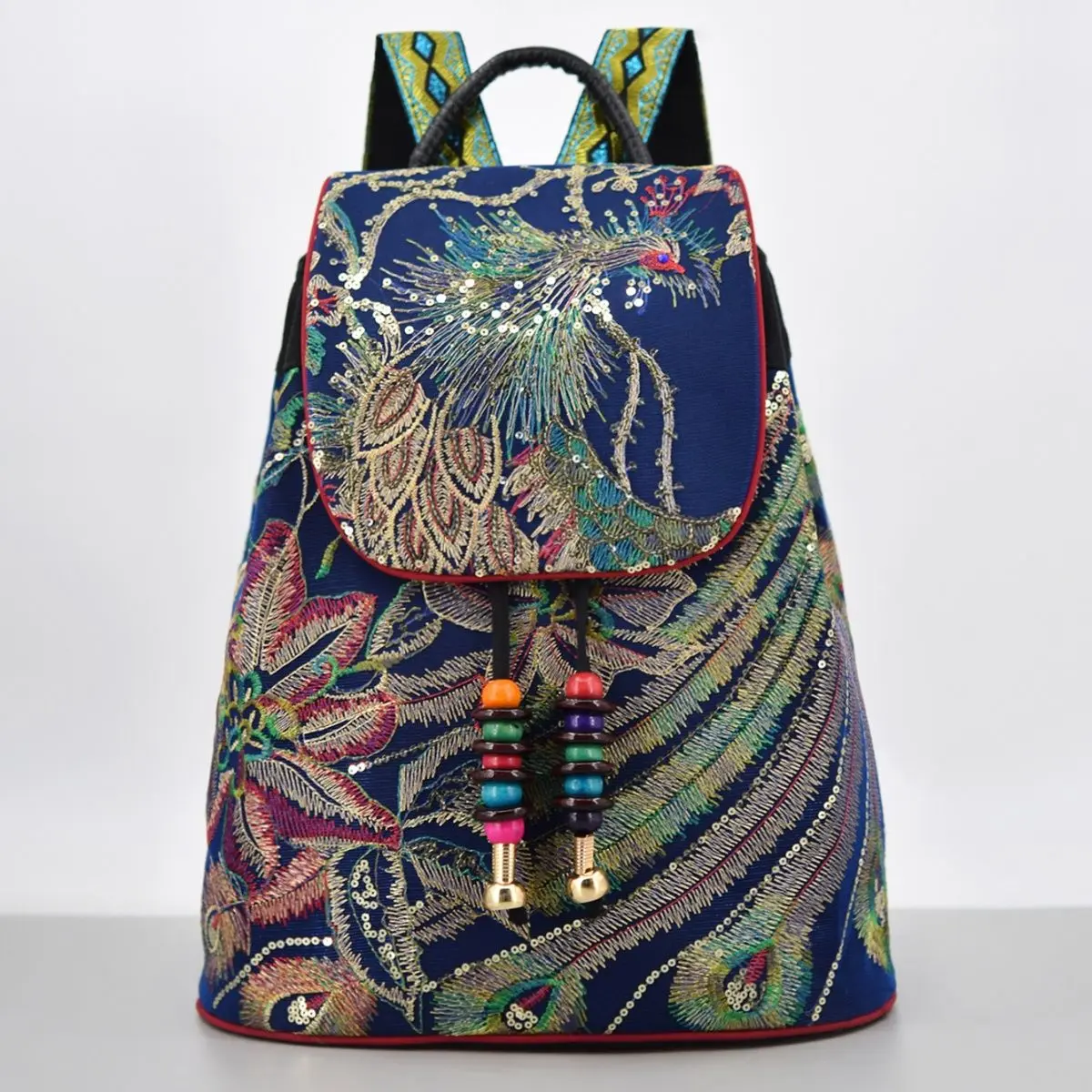 Boho Embroidered Canvas Backpack – Travel & Daily Use
