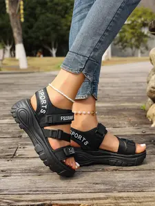 Women's Fashionable Solid Color Platform Sandals, Casual Comfortable Velcro Sandals for Outdoor, All-match Sandals for Daily Wear