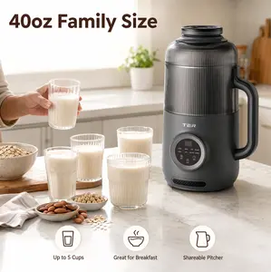 TER SE10 40oz Nut Milk Maker, 10-in-1 Automatic Soy Milk Machine with 12H Delay Start, Keep Warm, Self-Cleaning and Stainless Steel Blades, Black