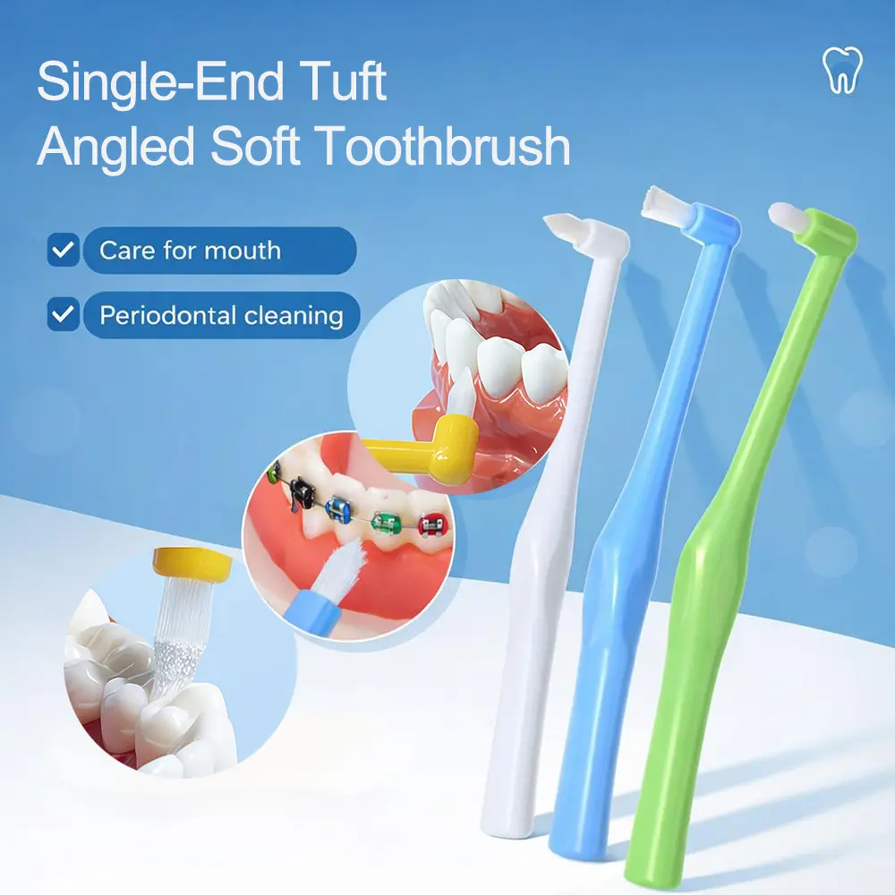 End Tuft Toothbrush Long Head – Soft Bristles Orthodontic Brush for Braces Cleaning, Precision Tooth & Gum Care