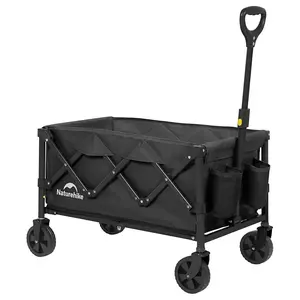Naturehike 110L Collapsible Folding Wagon, 220lbs Capacity Utility Cart with Adjustable Handle and Silent Wheels for Camping and Shopping