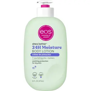 Eos Shea Better Body Lotion- Crème De Pistachio, 24-Hour Moisture Skin Care, Lightweight & Non-Greasy, Made with Natural Shea, Vegan, 16 Fl Oz eos