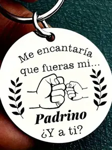 Godparents Proposal Keychain - Stainless Steel Round Charm, the Perfect Gift for Godmothers and Godfathers, Handmade Keychain