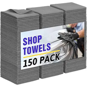 Microfiber Cleaning Cloth,150 Pack Grey Cleaning Rags, Bulk All-Purpose Lint-Free Shop Towels Wipes, Commercial  Fiber Cleaning Towels Washcloth for  Garage Housekeeping 11.5"*11.5"
