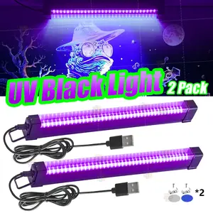 2 Packs  32cm/12.6inch  USB Plug Black light bar,DC 5V Magnetic LED  Black Lights bar, 40 LED , 385-400nm, 4 Mounting Methods, 3 Lighting Modes, for Glow Party, Fluorescent Poster, Room, Body Paint, Halloween Decorations.