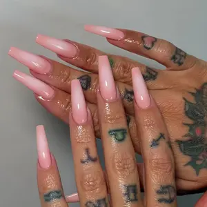 24pcs Y2K Square Medium Press-On Nails, Glossy Acrylic False Nails Set, Nail Art Kits, DIY Daily Use, Learning, Party, Women and Girls