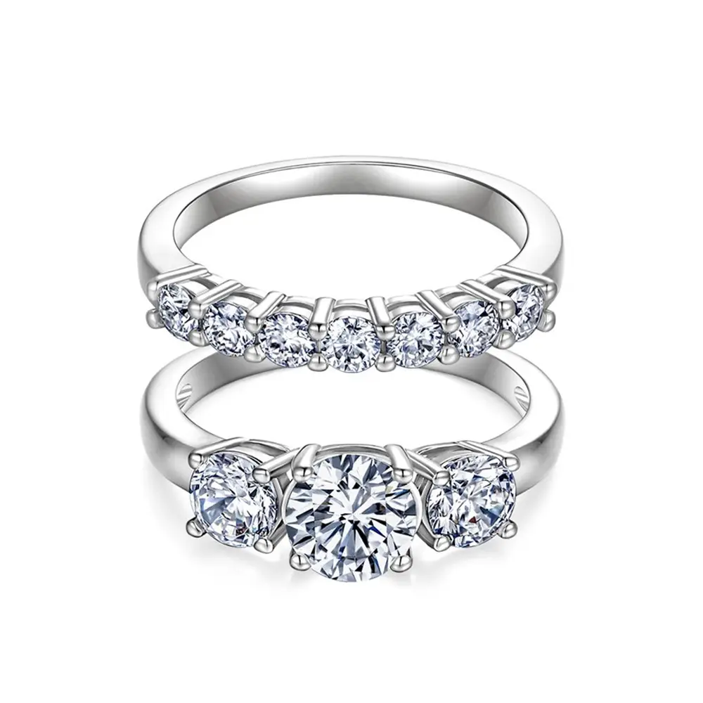 Loysun 3+7 CZ Ring Set, 18K Thick Gold Plated Trendy Women's Jewelry, Stackable Design, Engagement, Birthday & Anniversary Gift for Her