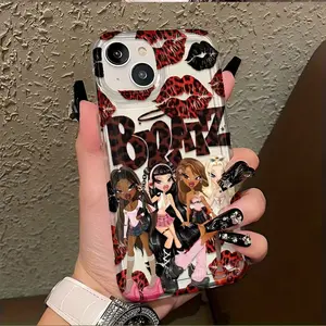 Fashionable cute personality B-Bratzs leopard print lip Y2K design phone case, stylish shockproof personality creative design, compatible with iPhone 17/16/15/14/13/12/11/X/XS/XSMAX, suitable as a holiday gift for friends, family, or yourself., Cover, Acc