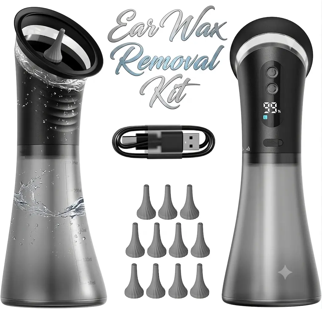 Ear Wax Removal Kit, Rechargeable Water Spray Tool with Built-in Waste Tank for Effective Ear Care