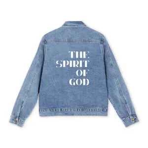 Men's Spirit of God Denim Jacket, Religious Inspirational Denim Jacket, Christian Spirit Jacket, God Faith Coat, Bible Verse Outerwear