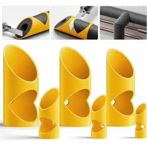 6PCS Foam Pipe Cutter, 6 Sizes Pipe Insulation Foam Water Tube Cutter Tool, Insulation Cutting Fixture for Pipe Insulation in Homes, Industries&Commercial Places 15MM-22MM-28MM-40MM-46MM-53MM (Yellow)
