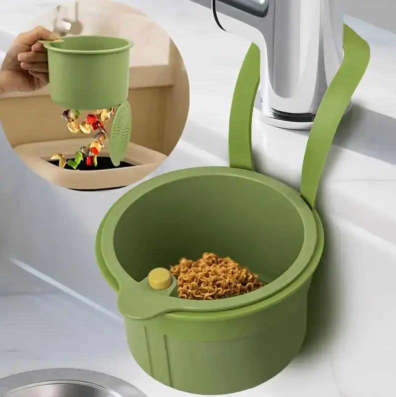 Green 2026 Hanging Faucet Sink Strainer, Plastic Kitchen Utensil, Single-Unit Kitchen Accessory with Snap Closure, Food Washing Sink Filter Basket, Kitchen Accessories