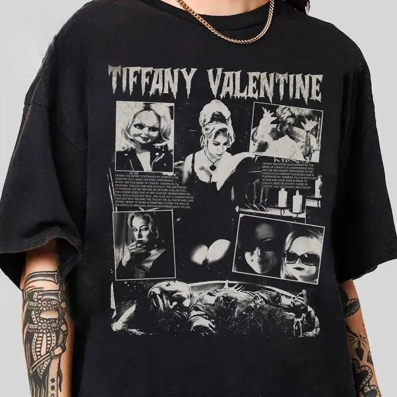 Tiffany Valentine Horror Character Shirt, Bridge Of Chucky, Halloween Movie Tee, Spooky Season, Unisex Streetwear Shirt, Menswear, Womenswear Novelty Graphic T Shirt funny tshirt Undershirts Tees Casual Streetwear Classic Plain Men's Women Cotton Moistur