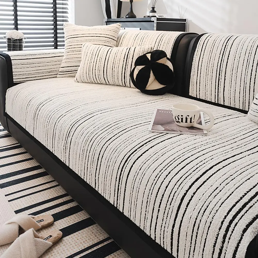 Striped Pattern Sofa Cover, 1 Count Non-slip Soft Comfortable Sofa Cushion Cover, Couch Sofa Protector for Home Living Room, Bedroom Accessories