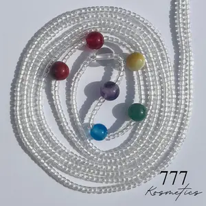 7 Chakra (GENUINE GEMSTONES) Tie-on Waist Beads in Clear - SEVENÉ in Clarity