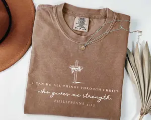 Philippians 4:13 Shirt Comfort Colors®, I can do All Thing Through Christ Tee, Christian Tshirt, Women Shirt, Bible Verse Shirt,Church Shirt Medium Tops
