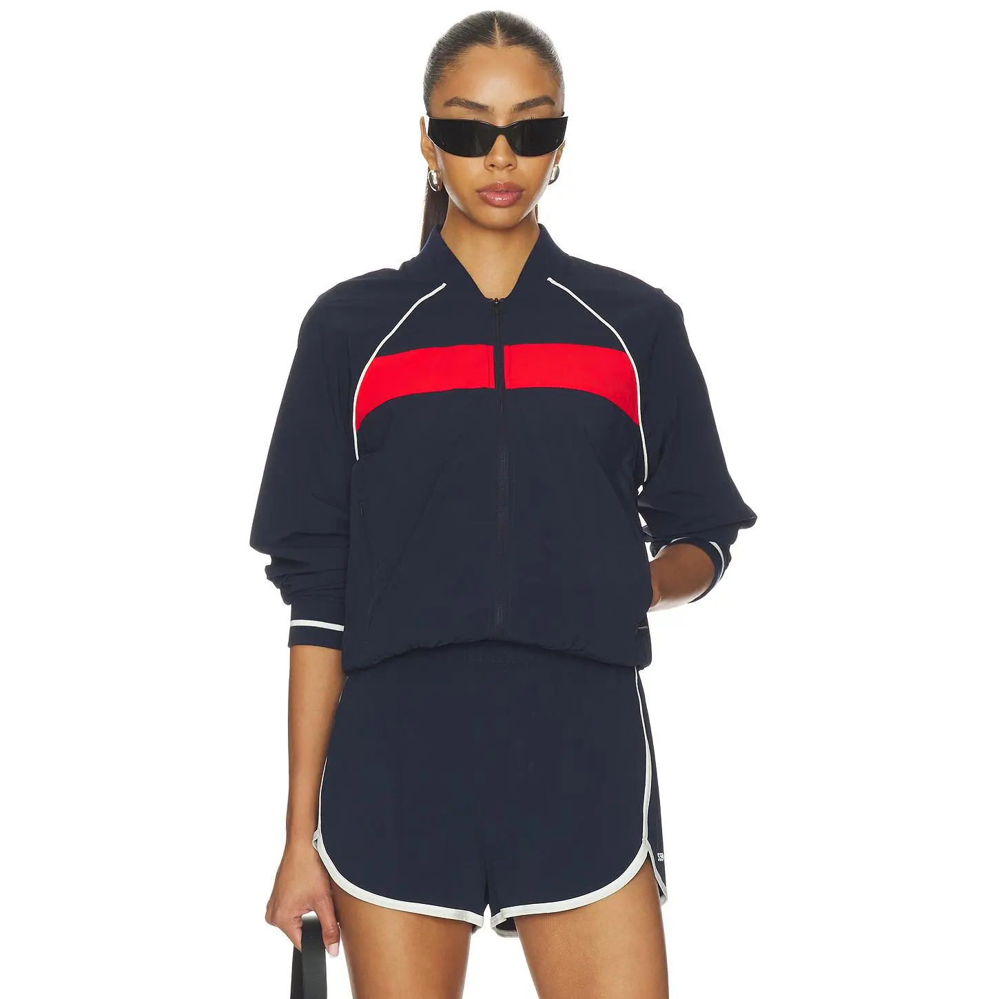 Splits59 Maci Woven Nylon Jacket in Indigo & Lotus Red