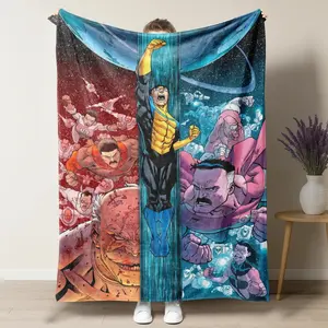 Invincible Comic Book Fleece Blanket Ultra Soft Plush Throw for Bed Couch, Epic Battle Graphic Art Blanket for Fans, Birthday Holiday Gift for Men Teens, Geeky Room Decor