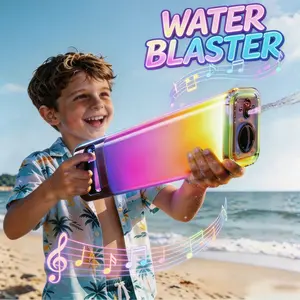 Electric Water Blaster with LED Light & Sound – 1250ml High Capacity Automatic Water Toy for Dad & Kids, Summer Outdoor Toy Father's Day Gift