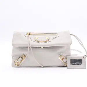 Pre-owned Balenciaga leather Shoulder Bags Classic Metallic Edge Envelope Strap Clutch Leather