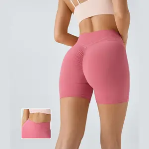 Halara Softlyzero Plush High Waisted Crossover Ruched Yoga Shorts 5''