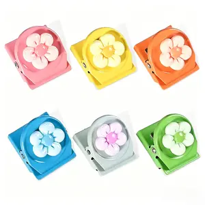 6PCS Aesthetic Smooth Plastic Compact Flower Food Sealing Clips Set - 5-Petal Magnetic Fridge Magnets for Kitchen Food Packaging Storage
