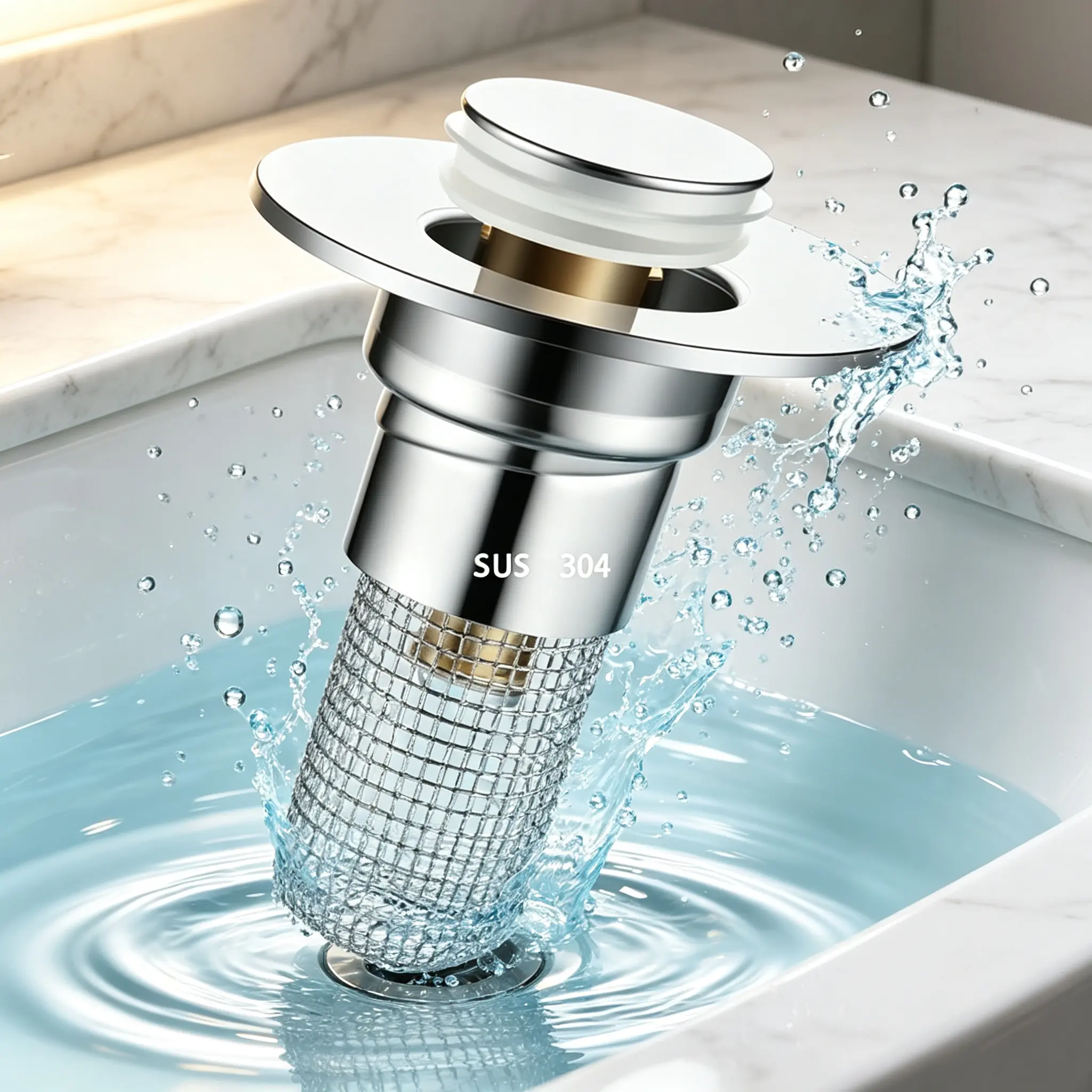 Stainless Steel Hair Catcher Strainer，Pop-Up Bathroom Sink Drain Strainer, Stainless Steel Hair Catcher Basket with Brass Drain Plug, Universal Fit for US Bathroom Sinks, Bathtubs, Showers & Floor Drains summerwins